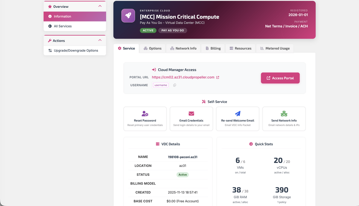 VDC Service Page